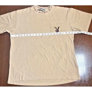 Playboy By Pacsun Pocket Shirt Brown Spell Out Crewneck Sz Medium 100% Cotton